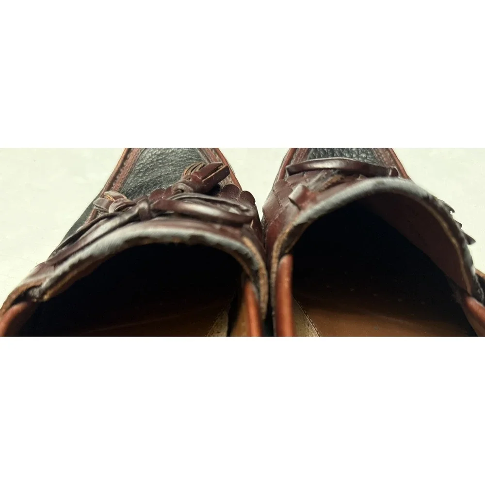Johnston & Murphy Mens 10.5M Two Tone Kiltie Tassel Loafers Burgundy Black